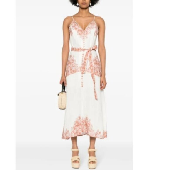 NWT Elie Tahari Twinset Floral Print Midi Linen Dress - Picture 1 of 14